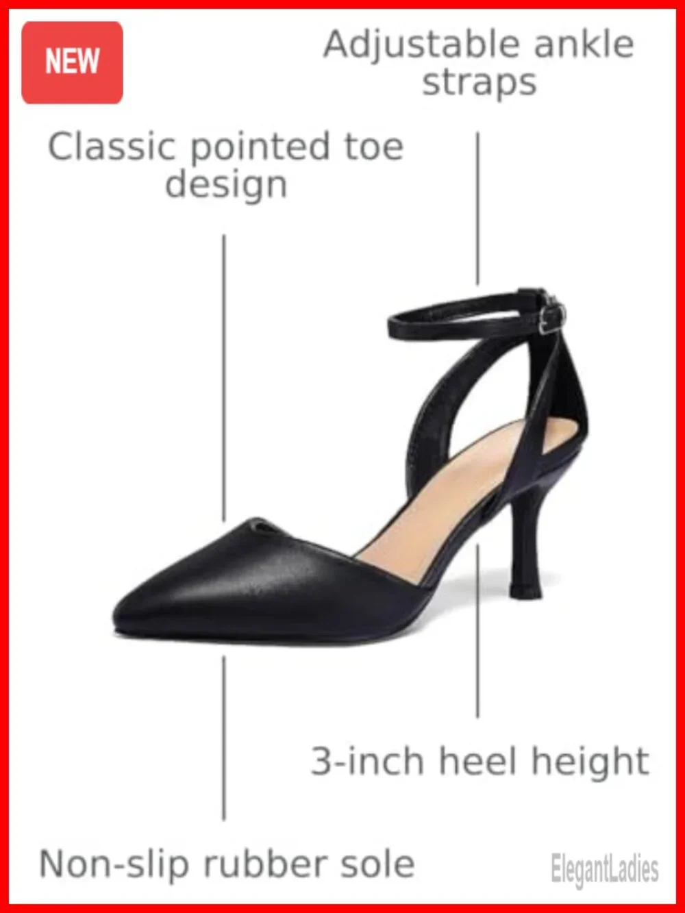 Kitten Heels Closed Toe Dress Pumps Ankle Strap Low Heel